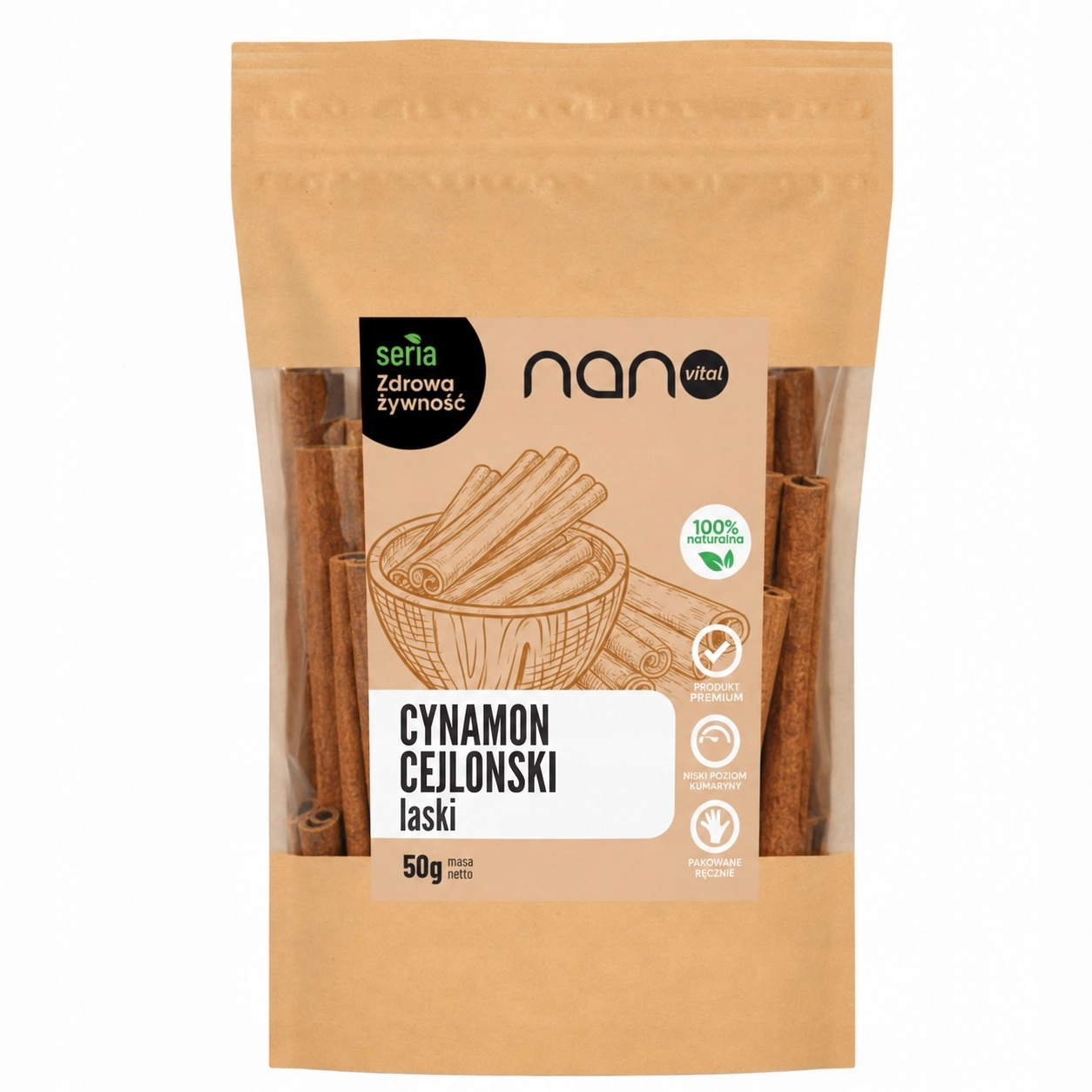 Cynamon Cejloński Laski Oryginalny Nanovital 50 g